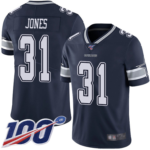 Men Dallas Cowboys Limited Navy Blue Byron Jones Home #31 100th Season Vapor Untouchable NFL Jersey->youth nfl jersey->Youth Jersey